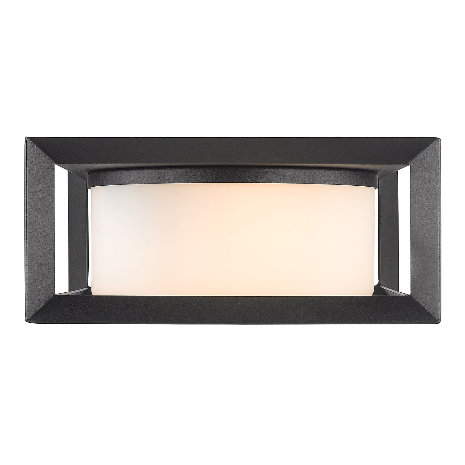 Smyth Outdoor Flush Mount in Natural Black with Opal Glass