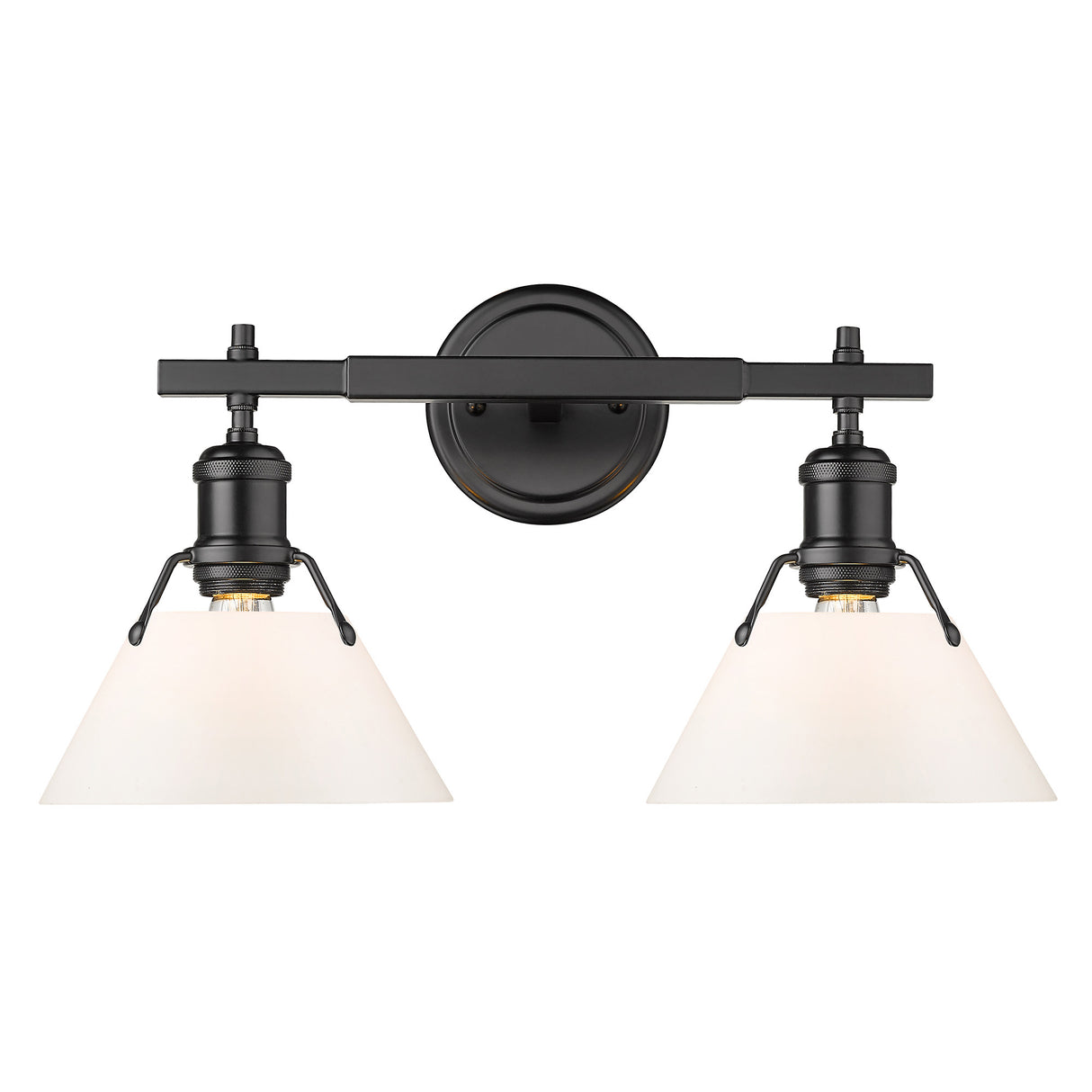 Orwell BLK 2 Light Bath Vanity in Matte Black with Opal Glass Shade
