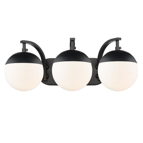 Dixon 3-Light Bath Vanity in Matte Black with Opal Glass and Matte Black Cap