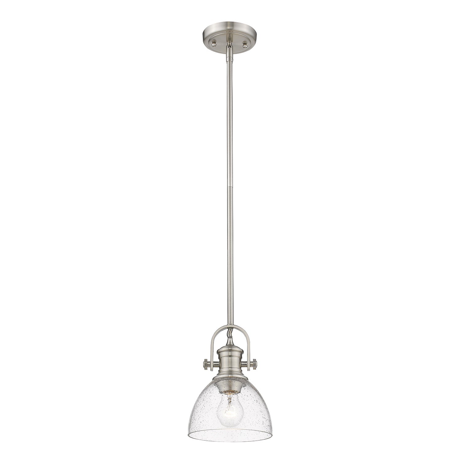 Hines Mini Pendant in Pewter with Seeded Glass