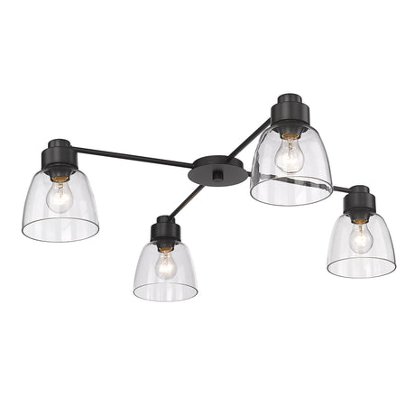 Remy 4 Light Flush Mount in Matte Black with Clear Glass Shade