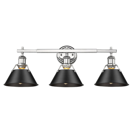 Orwell CH 3 Light Bath Vanity in Chrome with Matte Black Shade