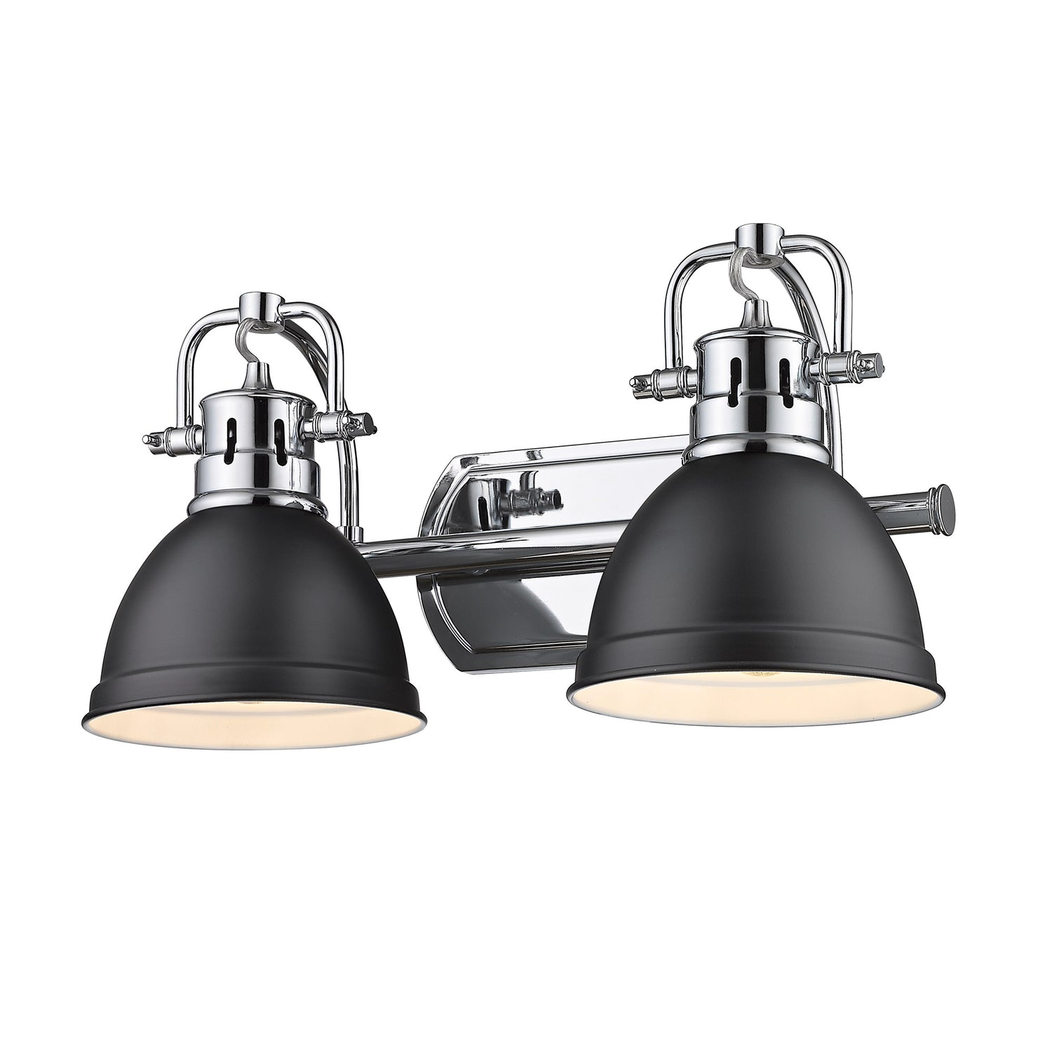 Duncan 2 Light Bath Vanity in Chrome with Matte Black Shades
