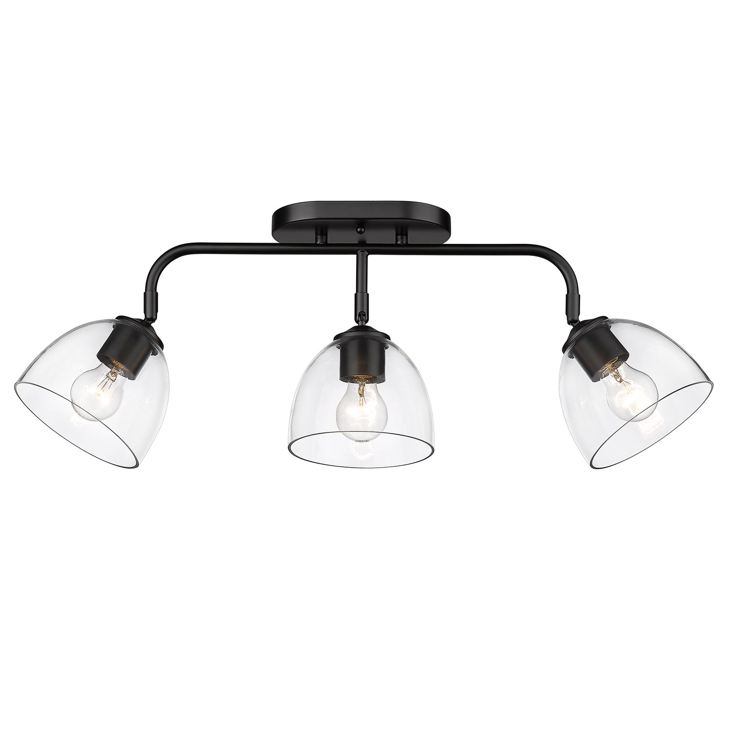 Roxie 3 Light Semi-Flush in Matte Black with Matte Black Accents and Clear Glass Shade