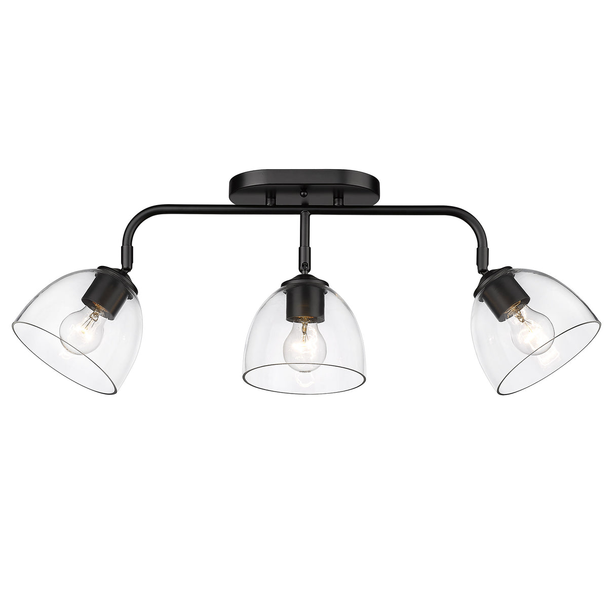 Roxie 3 Light Semi-Flush in Matte Black with Matte Black Accents and Clear Glass Shade