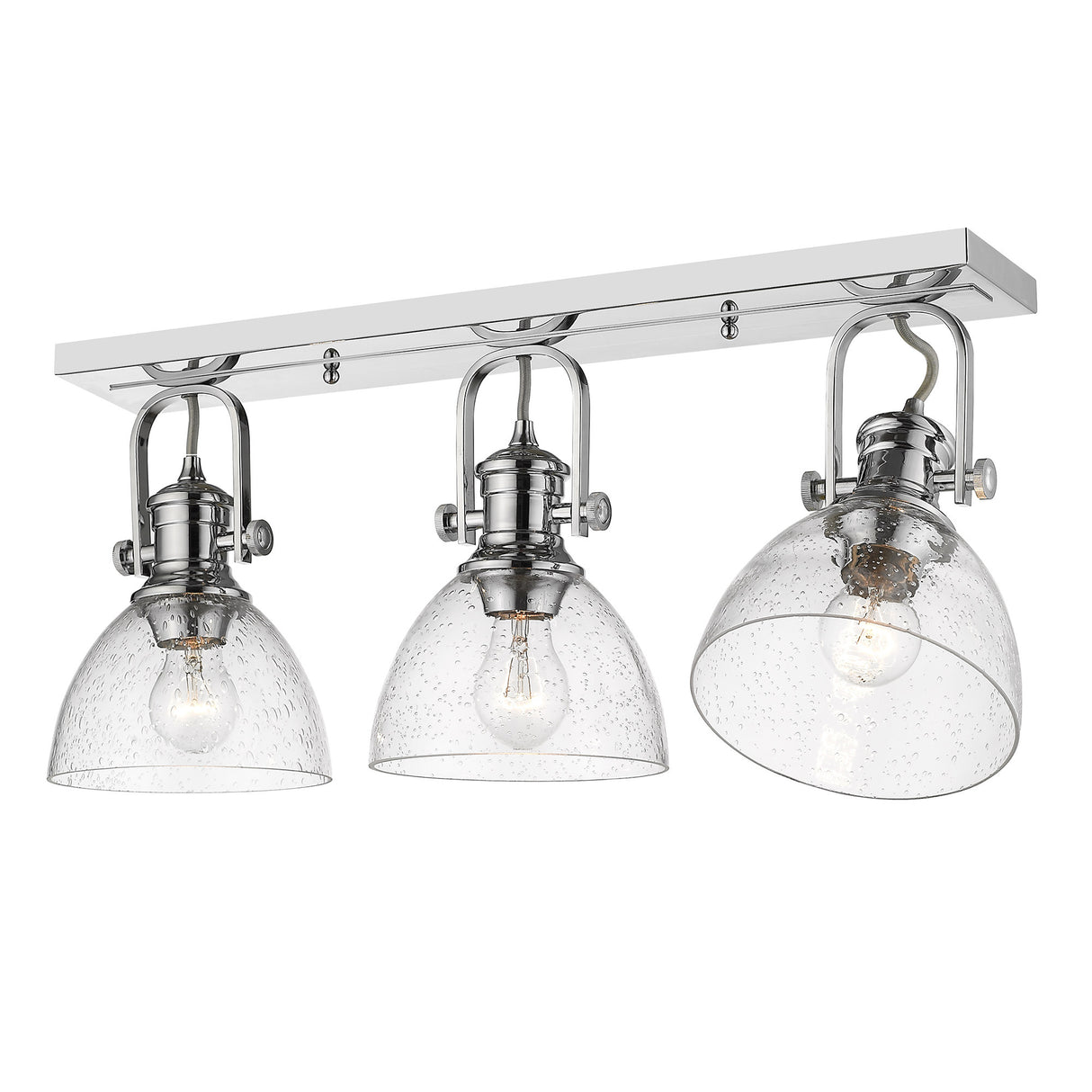 Hines 3-Light Semi-Flush in Chrome with Seeded Glass