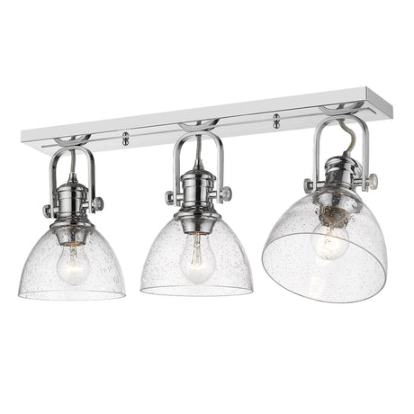Hines 3-Light Semi-Flush in Chrome with Seeded Glass