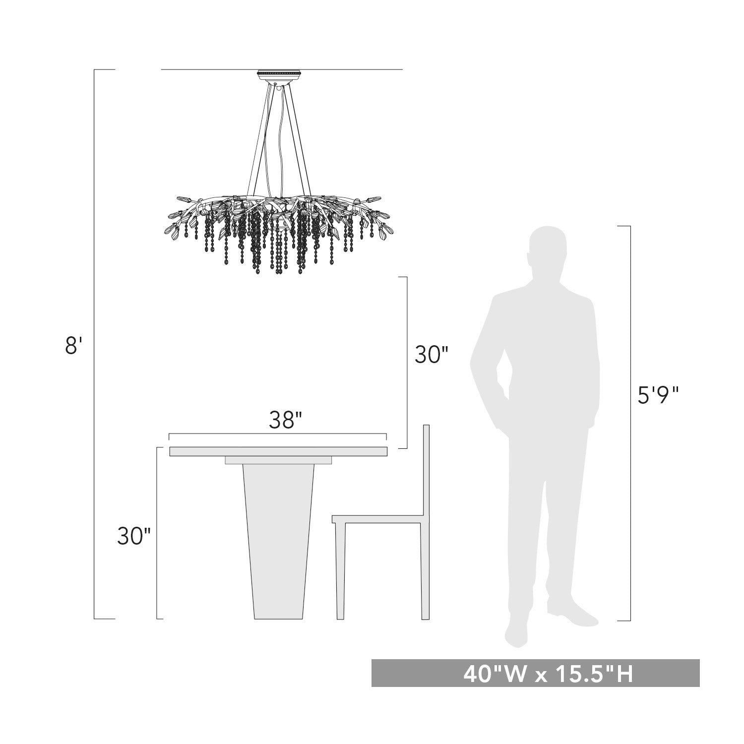 Autumn Twilight 12 Light Chandelier in Black Iron