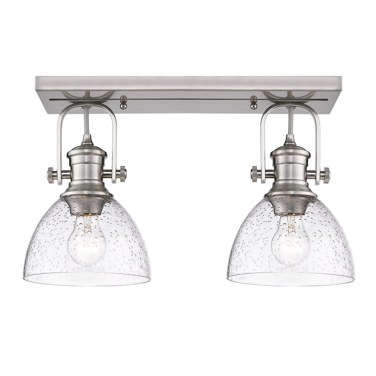 Hines 2-Light Semi-Flush in Pewter with Seeded Glass