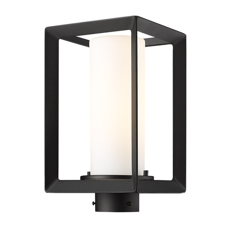 Smyth NB Post Mount - Outdoor in Natural Black with Opal Glass Shade