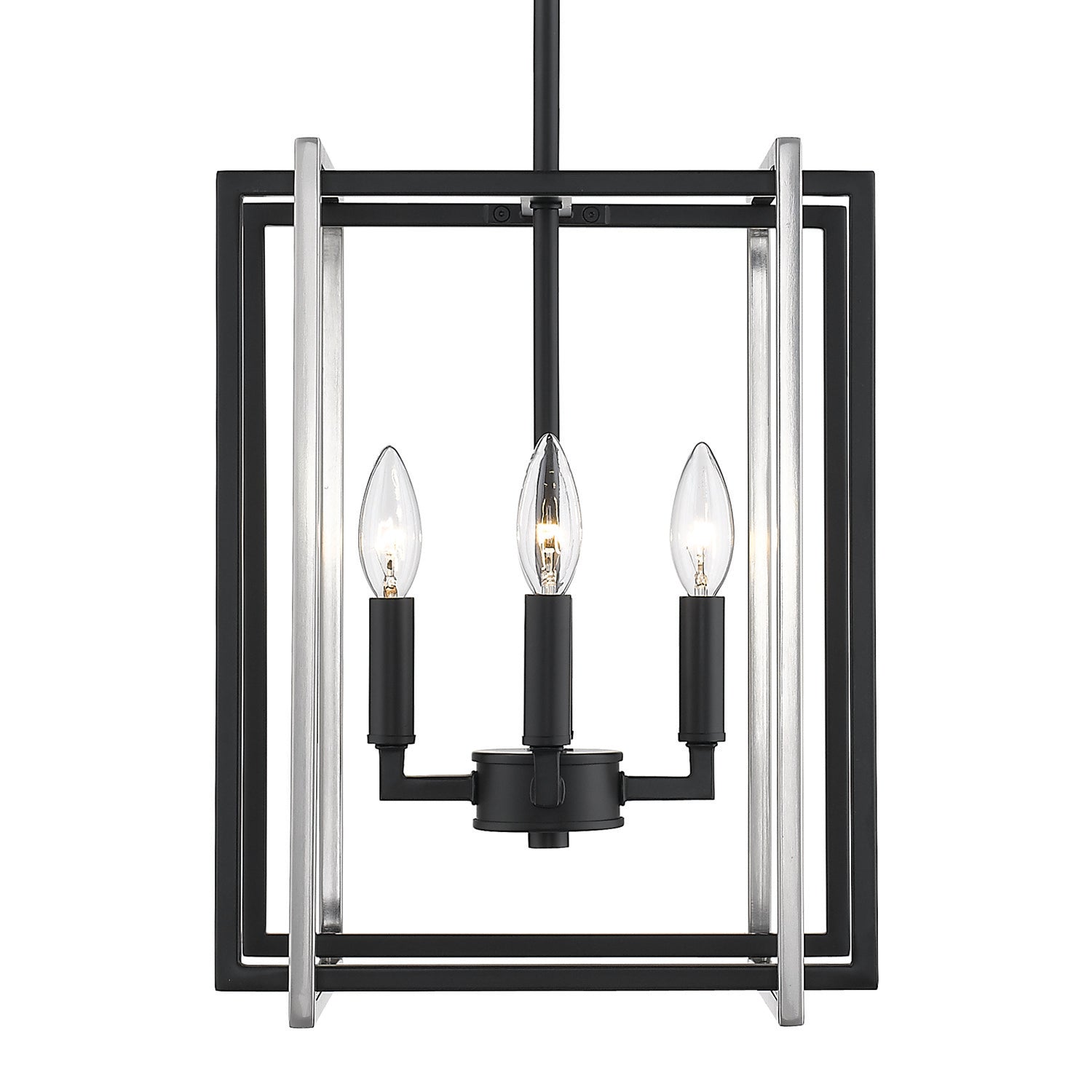 Tribeca 4-Light Chandelier in Matte Black with Pewter Accents