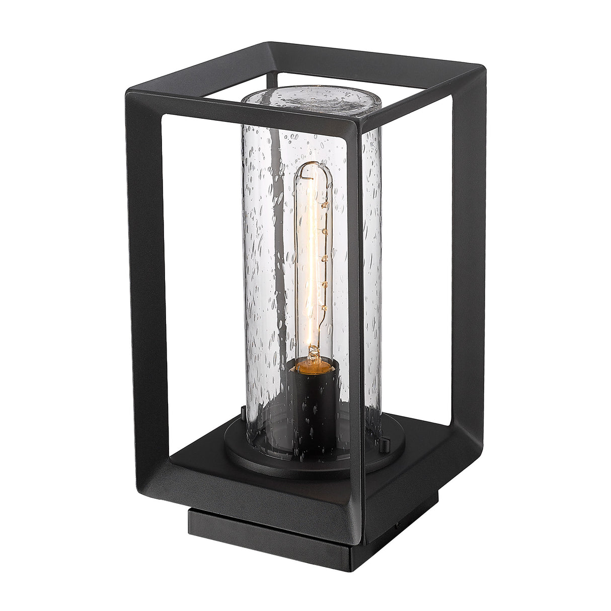 Smyth NB Pier Mount - Outdoor in Natural Black with Seeded Glass Shade