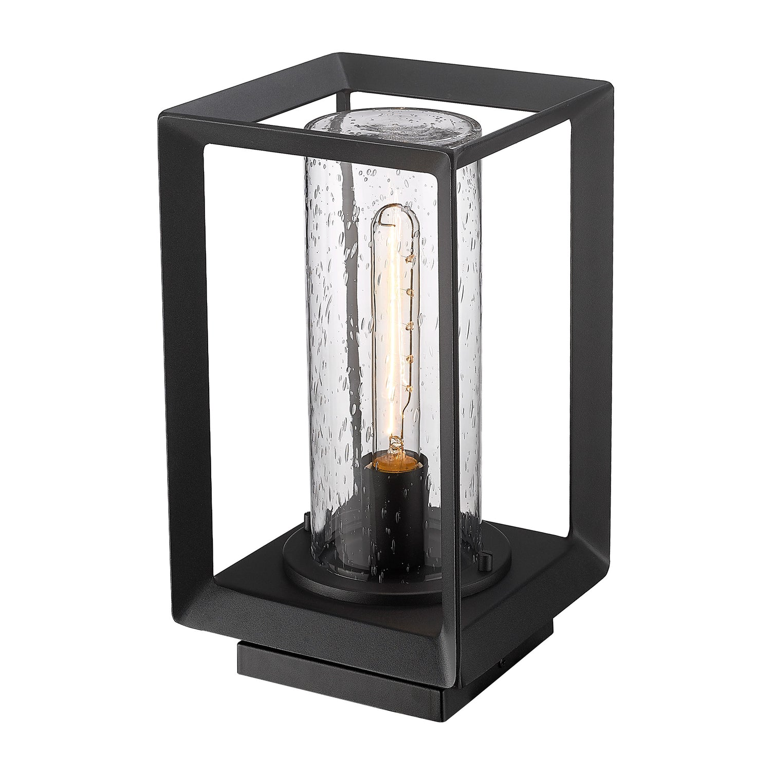 Smyth NB Pier Mount - Outdoor in Natural Black with Seeded Glass Shade