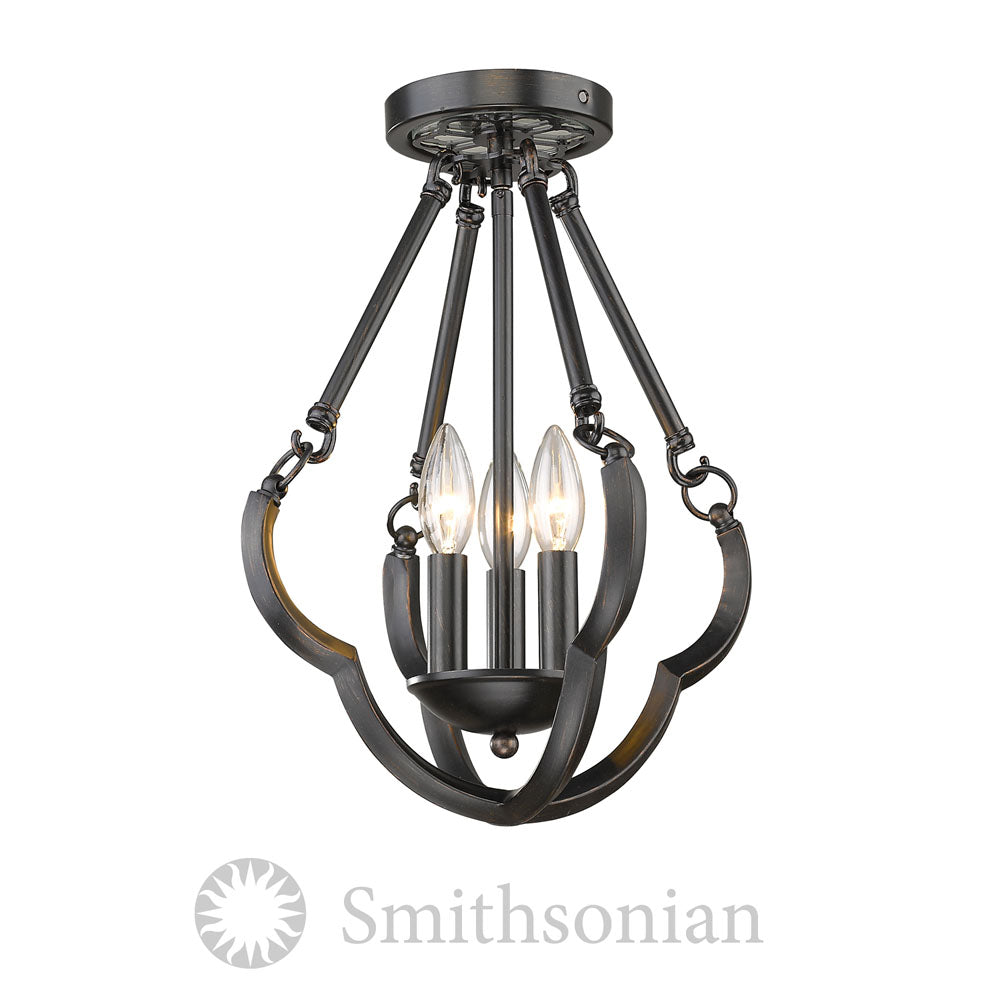 Smithsonian Saxon Semi Flush Convertible in Aged Bronze