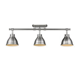 Duncan 3 Light Semi-Flush - Track Light in Pewter with Pewter Shades
