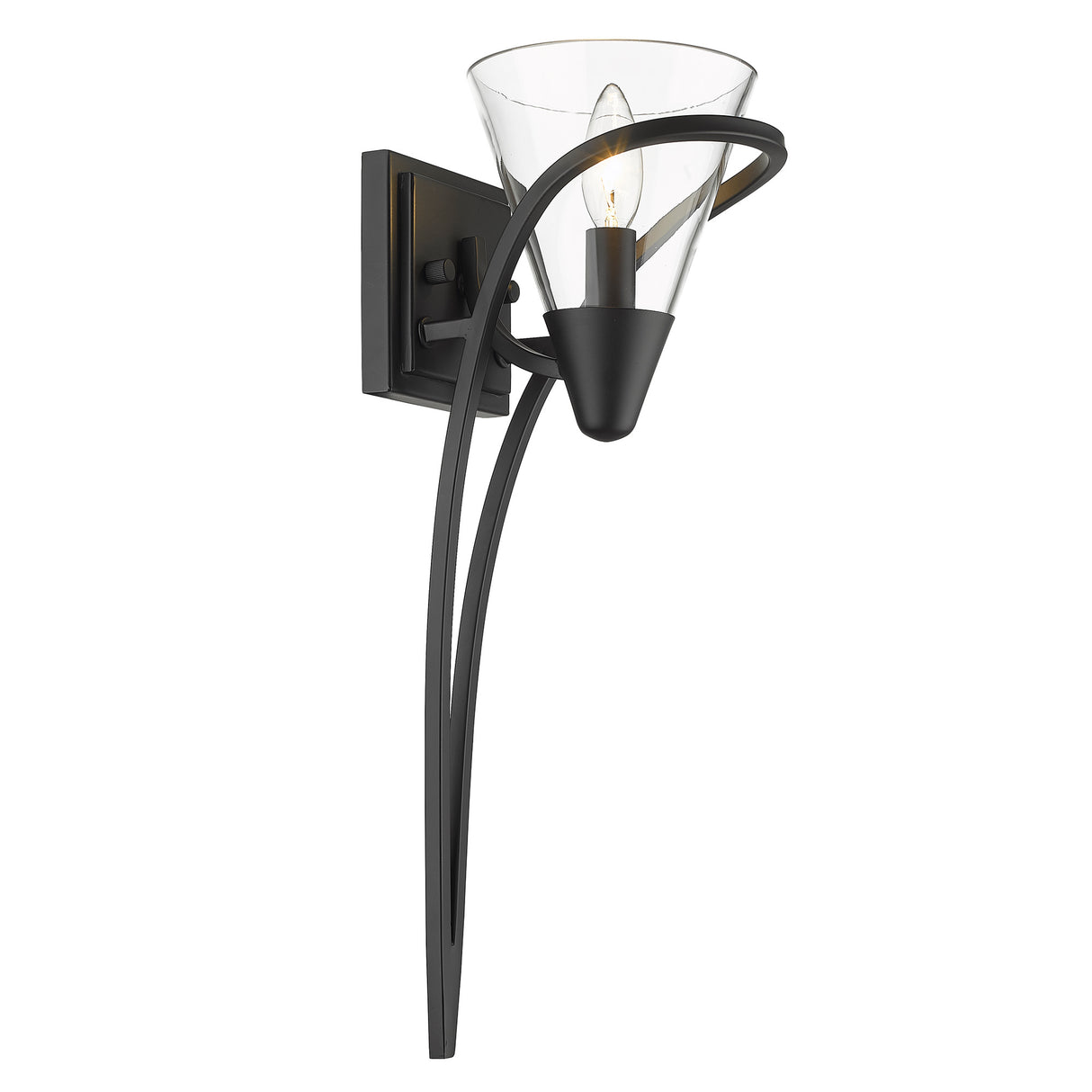 Olympia 1 Light Wall Sconce in Matte Black with Clear Glass Shade