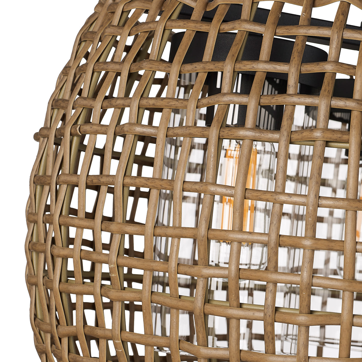 Piper 3 Light Pendant - Outdoor in Natural Black with Maple All-Weather Wicker Shade