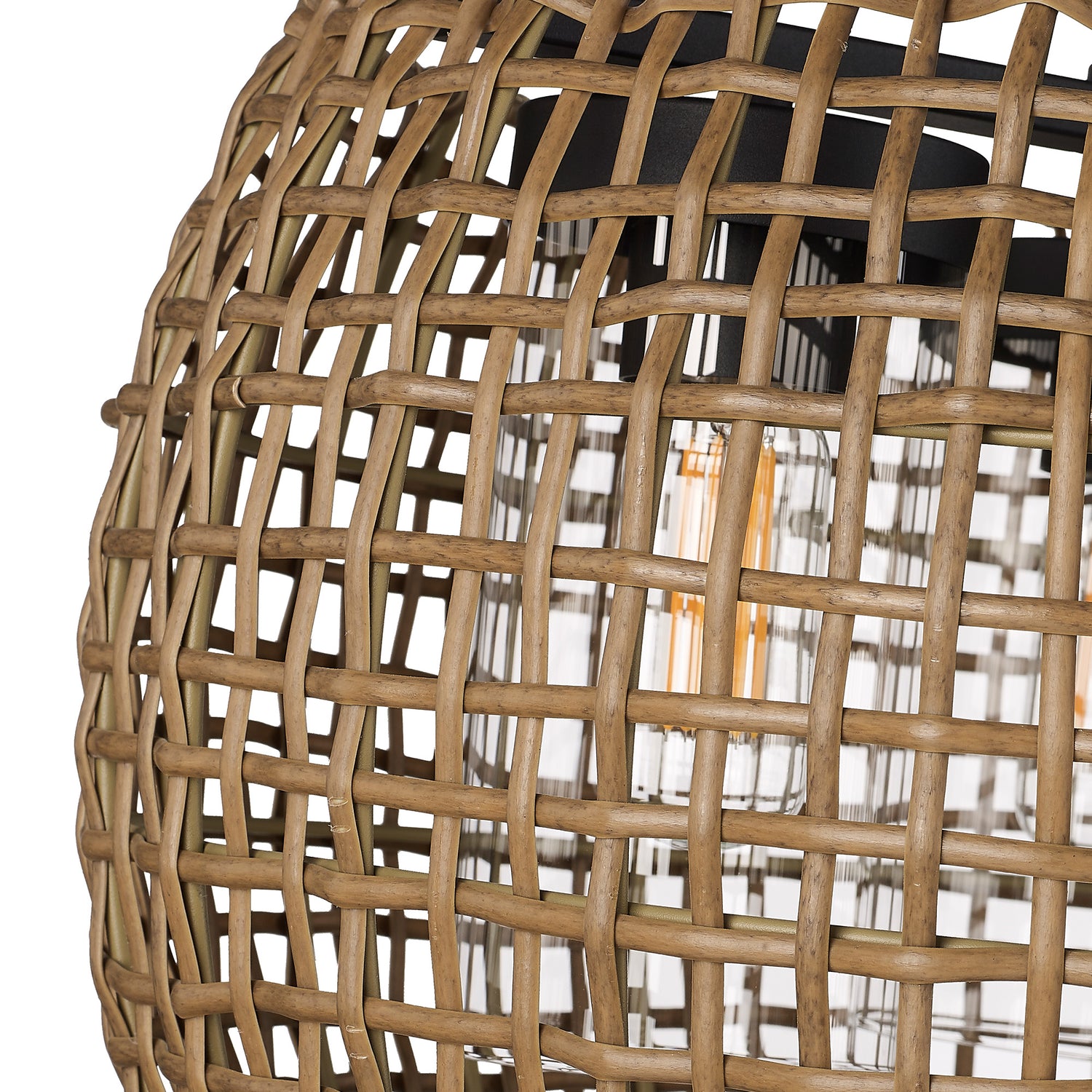Piper 3 Light Pendant - Outdoor in Natural Black with Maple All-Weather Wicker Shade