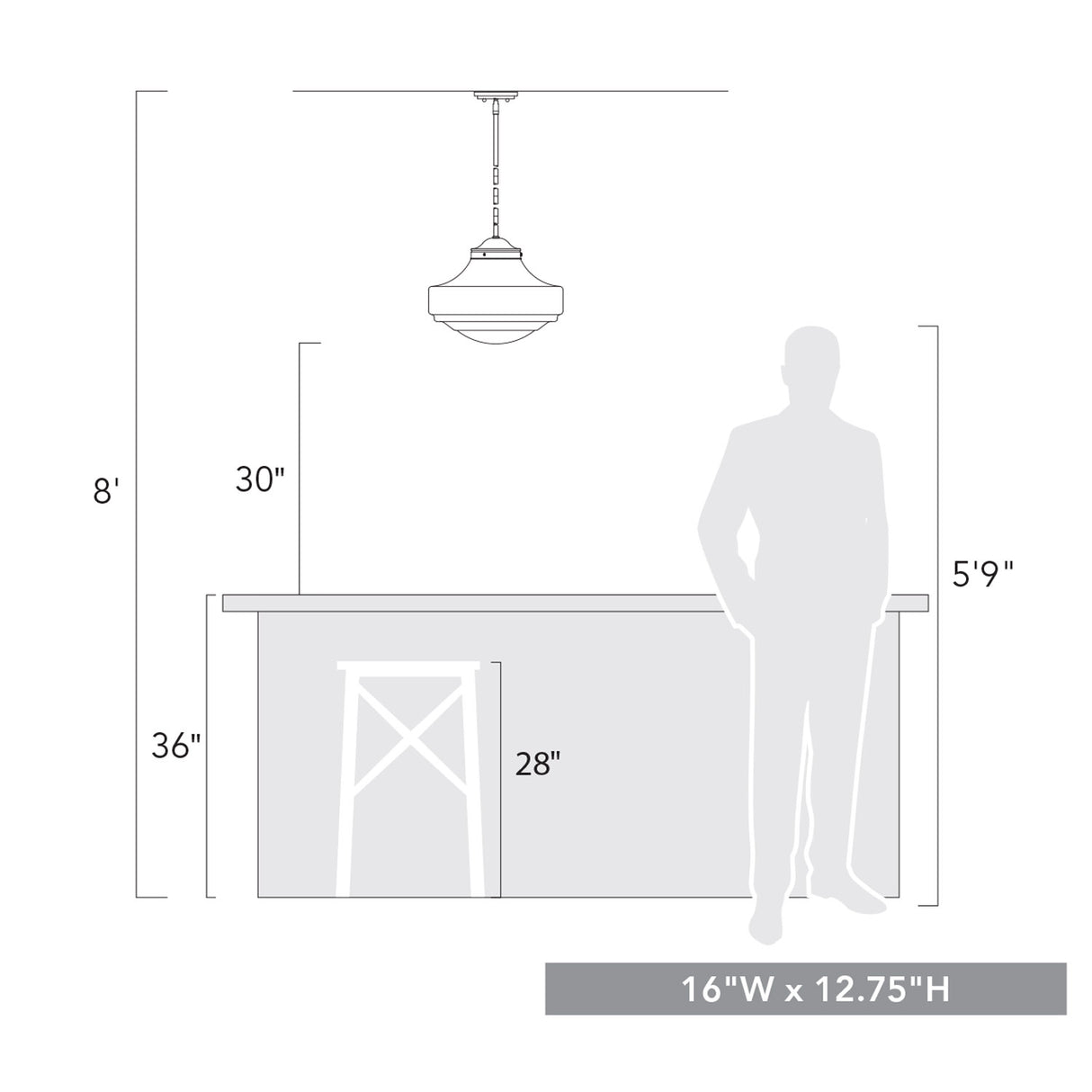 Ingalls Large Pendant in Matte Black with Clear Glass Shade