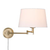 Eleanor Articulating Wall Sconce in Brushed Champagne Bronze with Modern White Shade