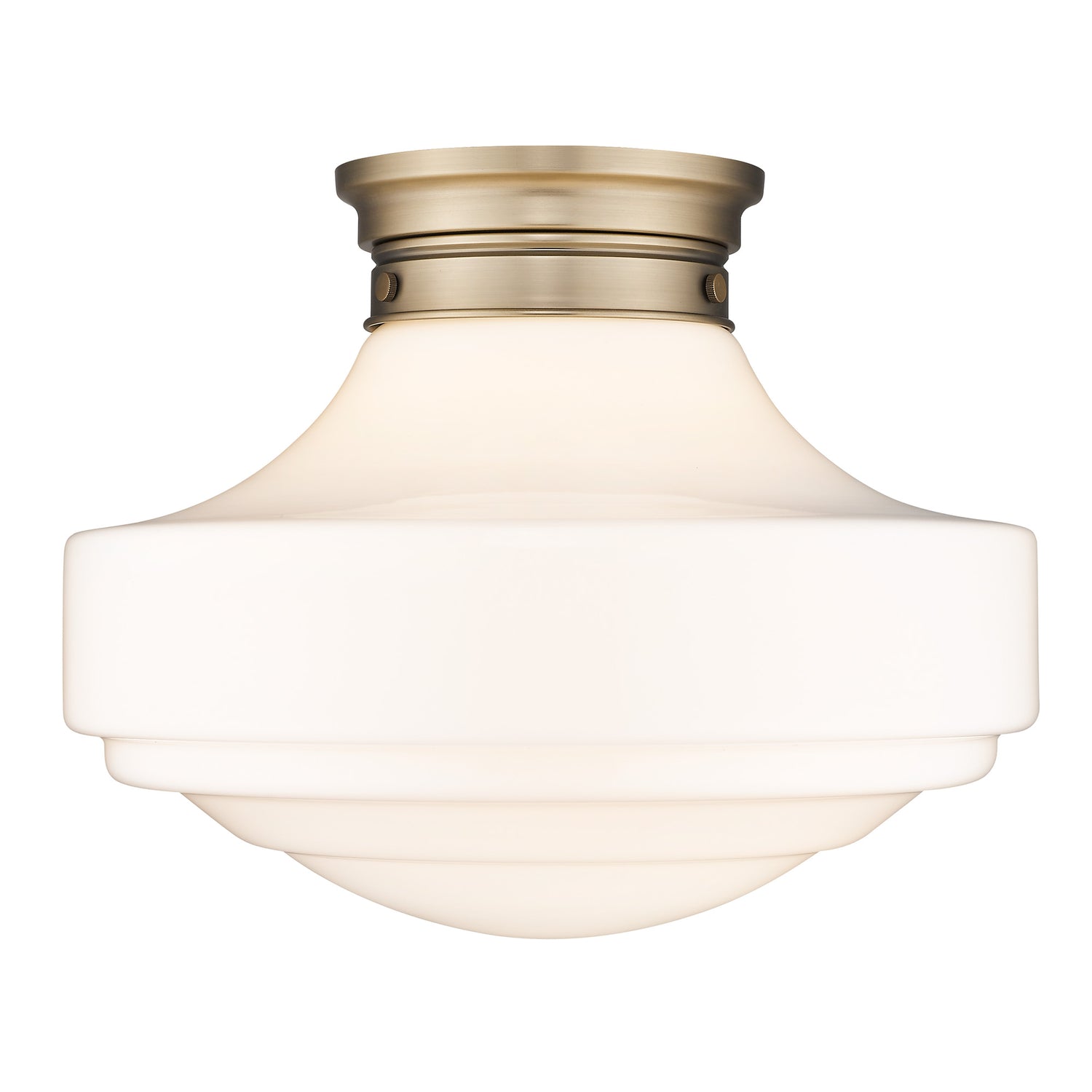 Ingalls Large Semi-Flush in Modern Brass and Vintage Milk Glass Shade