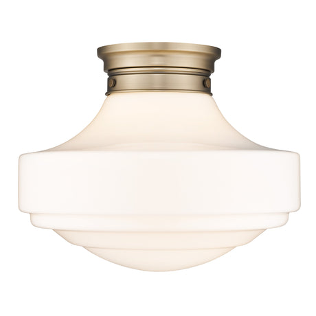 Ingalls Large Semi-Flush in Modern Brass and Vintage Milk Glass Shade