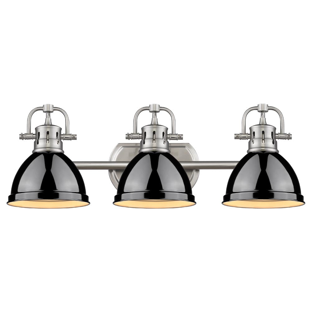 Duncan 3 Light Bath Vanity in Pewter with a Black Shade