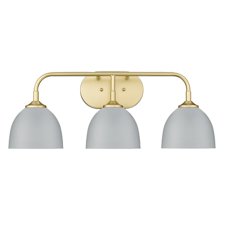 Zoey 3-Light Bath Vanity in Olympic Gold with Matte Gray Shade