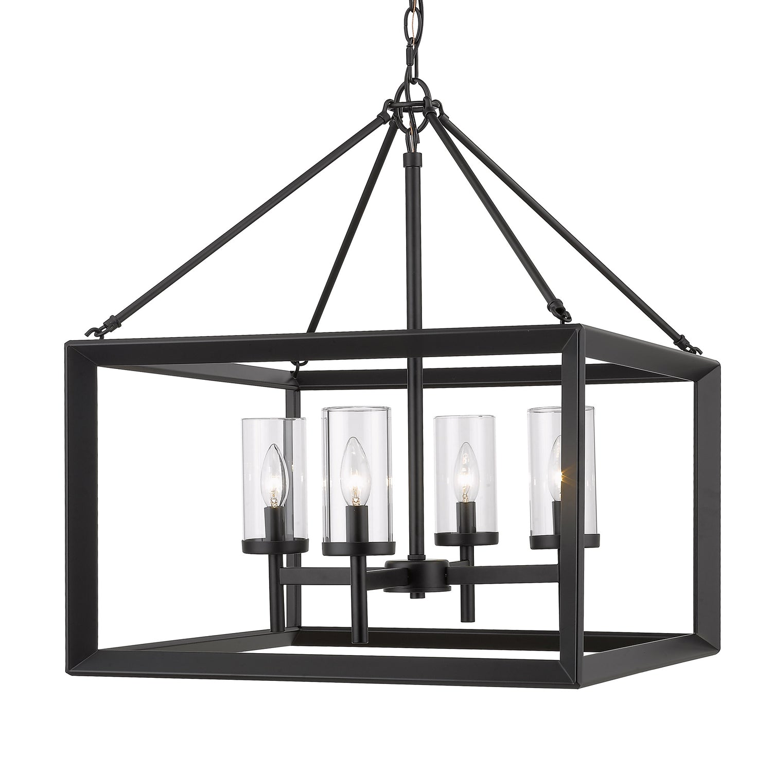 Smyth 4 Light Chandelier in Matte Black with Clear Glass Shades