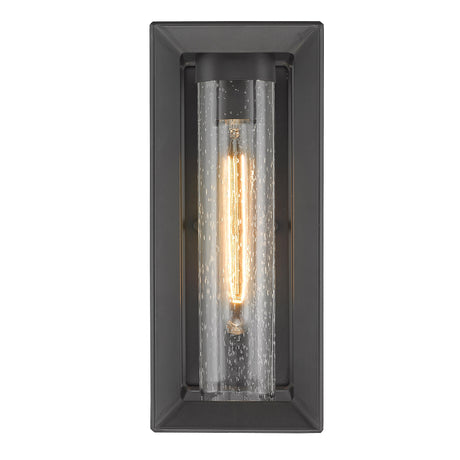 Smyth Outdoor Medium Wall Sconce in Natural Black with Seeded Glass