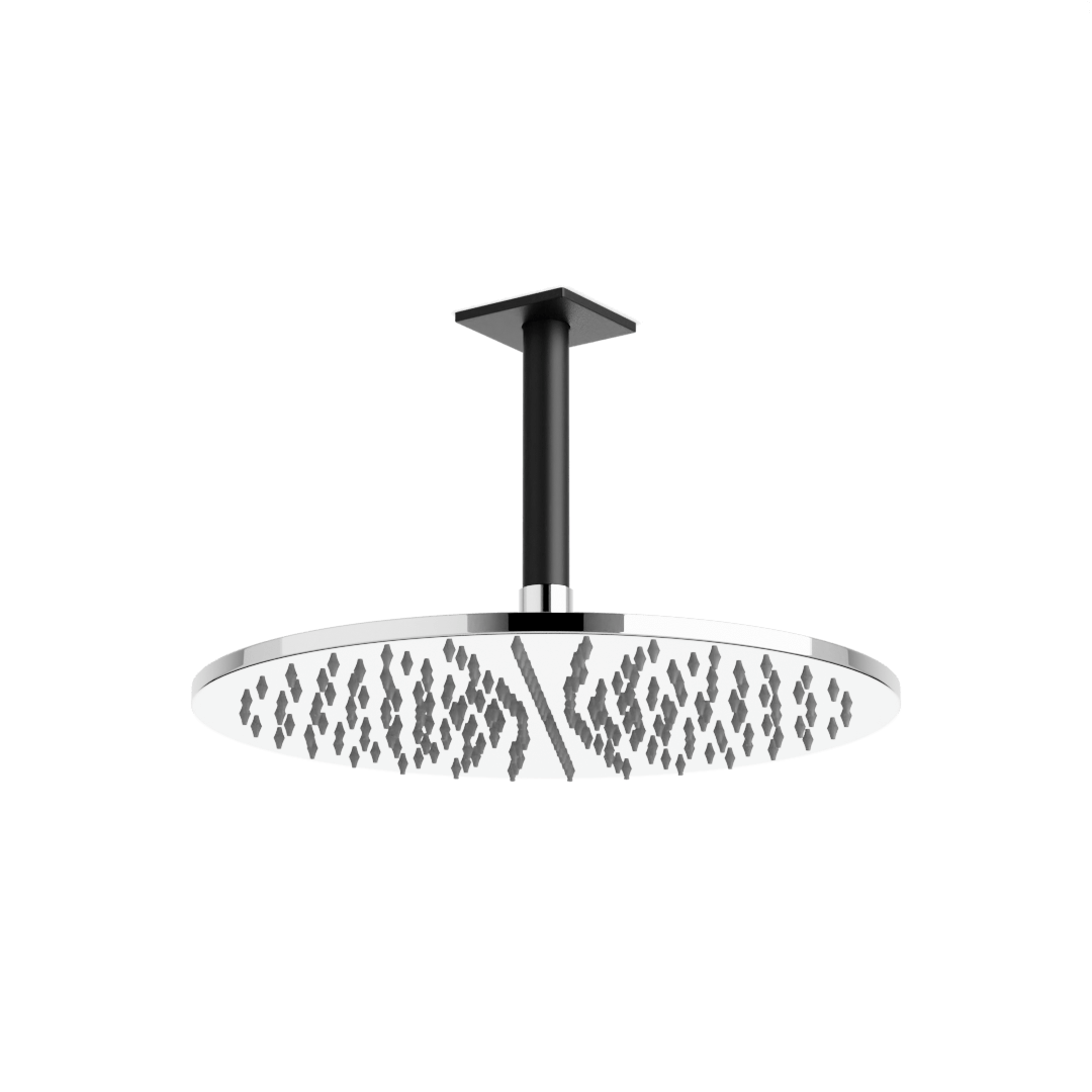 Artos Otella 12" Rain Shower Head on Ceiling Mount Arm Chrome / Matte Black – F907-18/5CHB