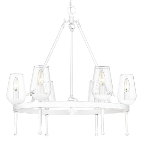 Regent 6 Light Chandelier in Textured White Plaster with Clear Glass Shade