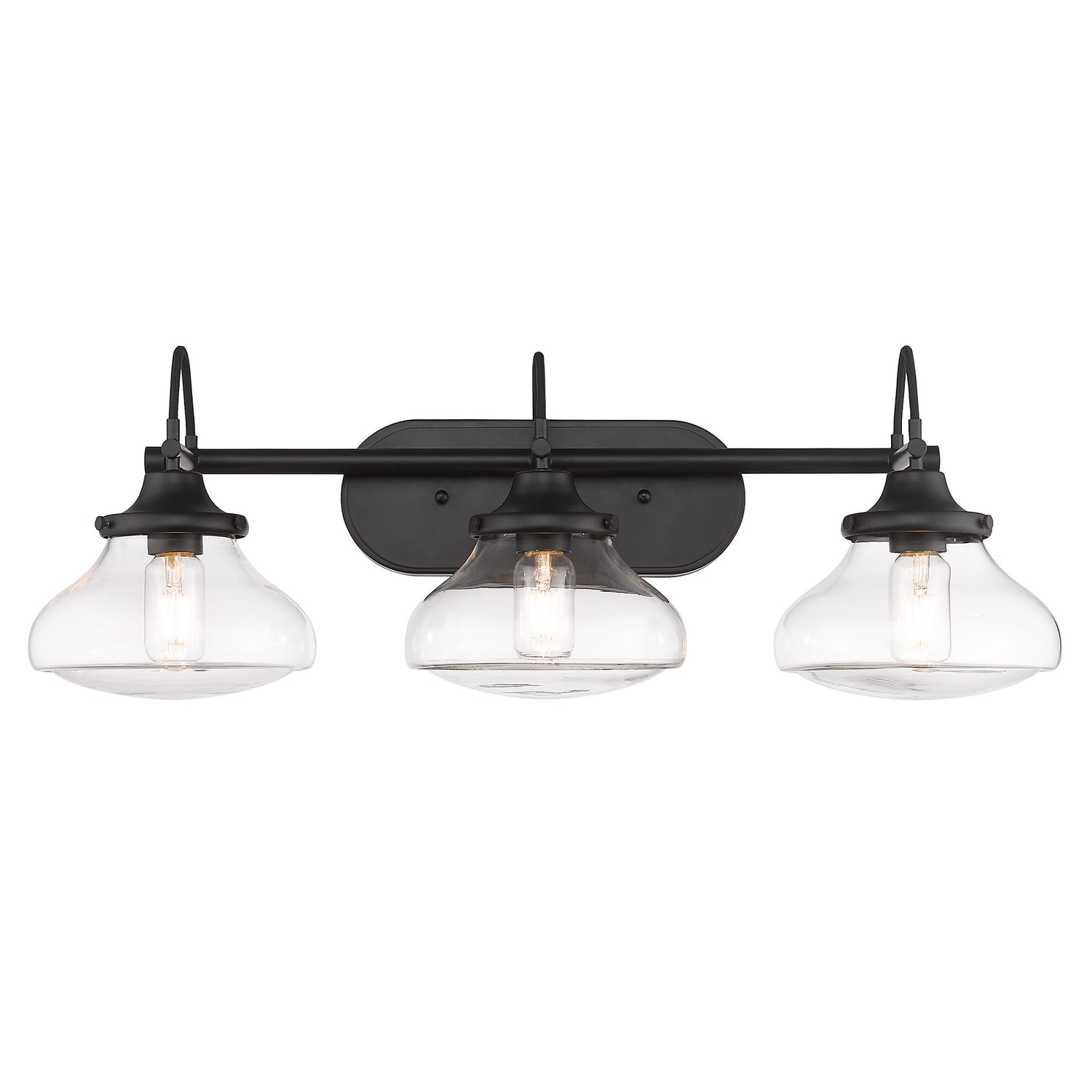 Nash 3 Light Bath Vanity in Matte Black with Clear Glass