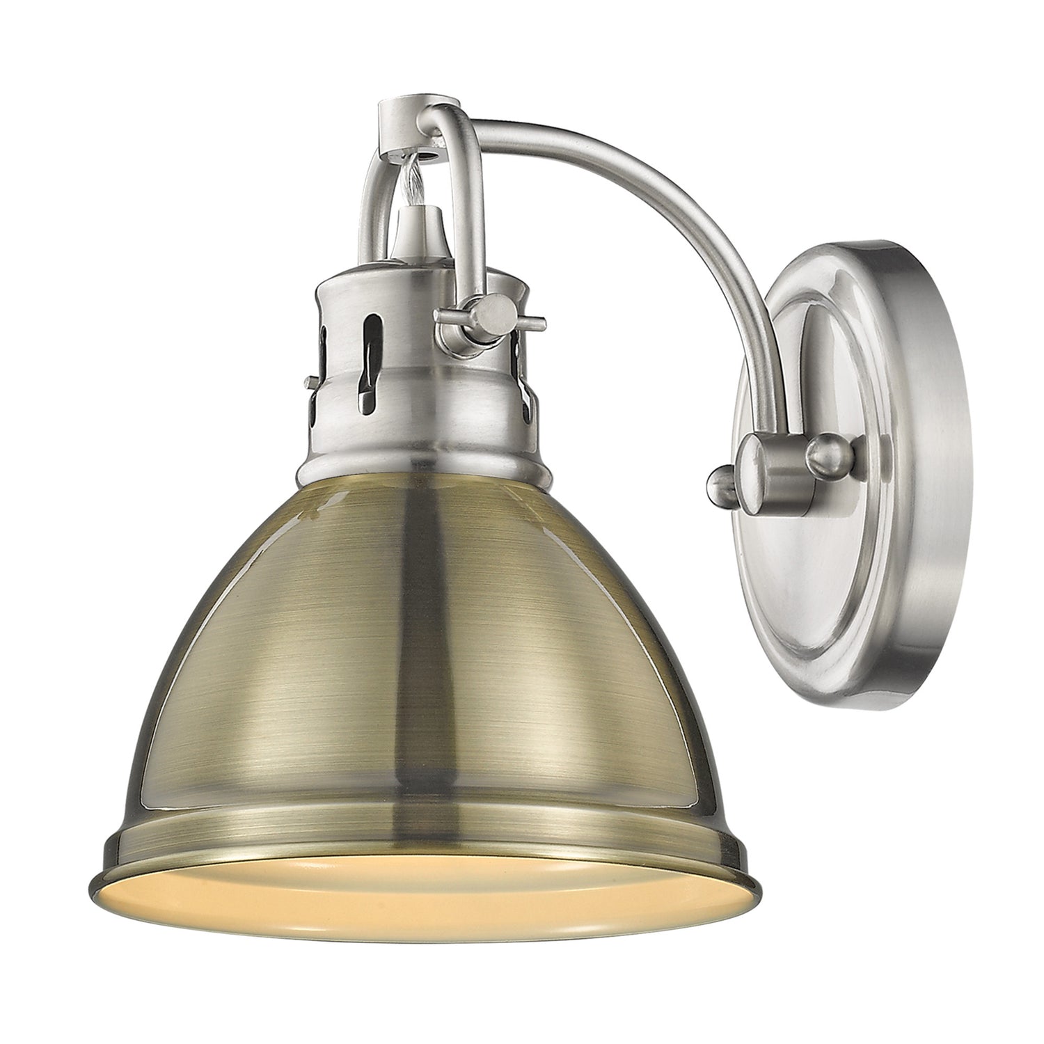 Duncan 1 Light Bath Vanity in Pewter with an Aged Brass Shade