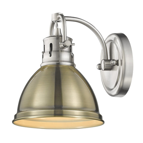 Duncan 1 Light Bath Vanity in Pewter with an Aged Brass Shade