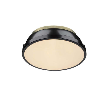 Duncan 14" Flush Mount in Aged Brass with a Black Shade