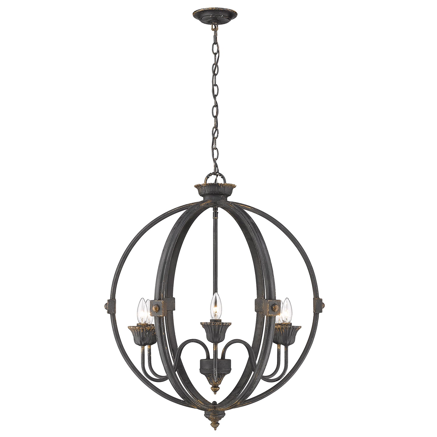 Jules 6 Light Chandelier in Antique Black Iron
