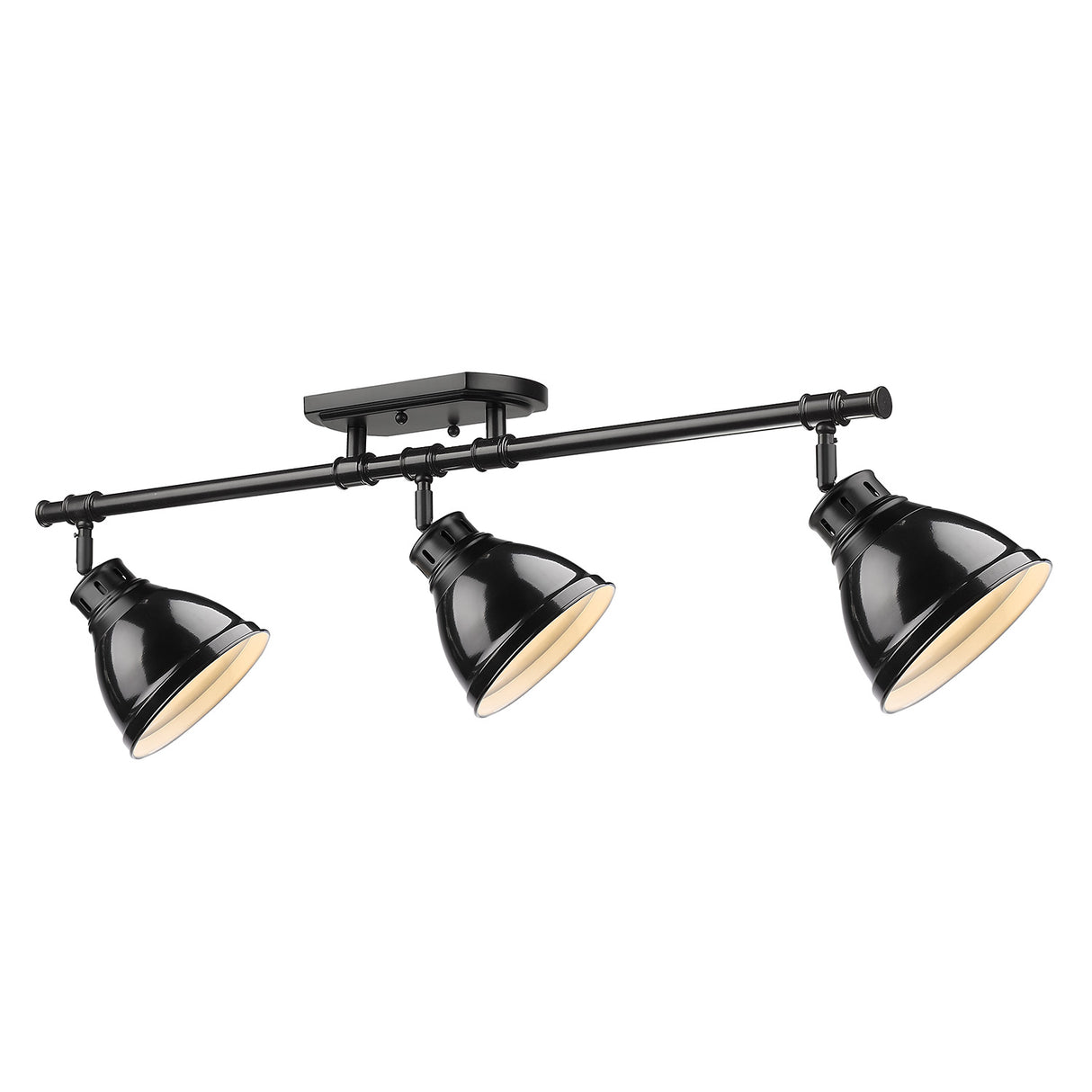 Duncan 3 Light Semi-Flush - Track Light in Matte Black with Black Shades