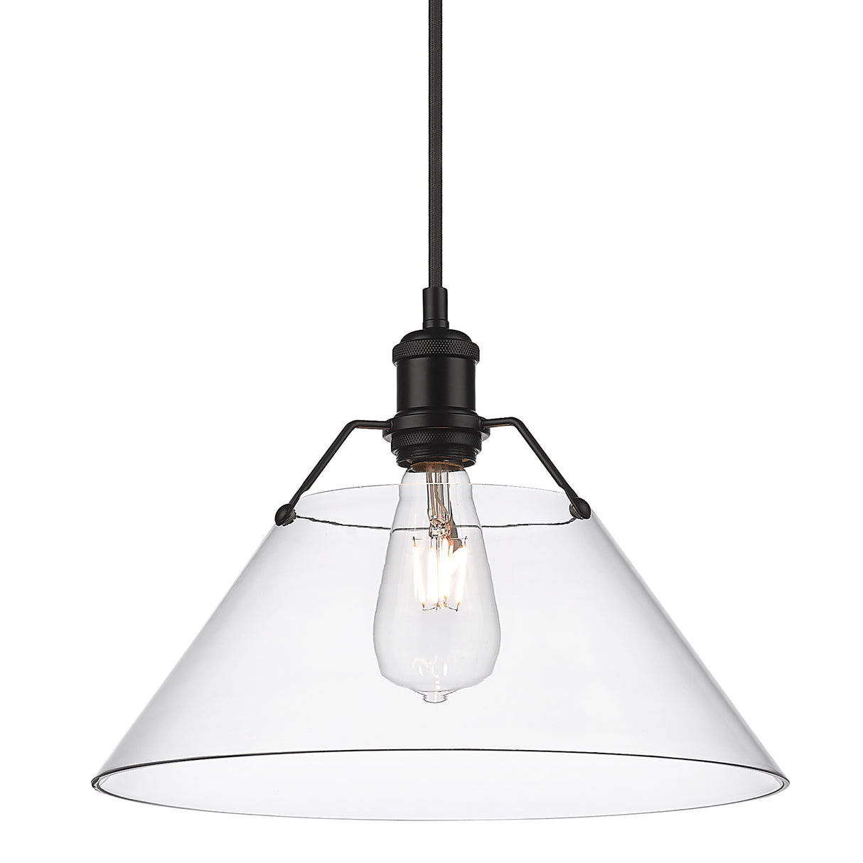 Orwell BLK Large Pendant in Matte Black with Clear Glass Shade