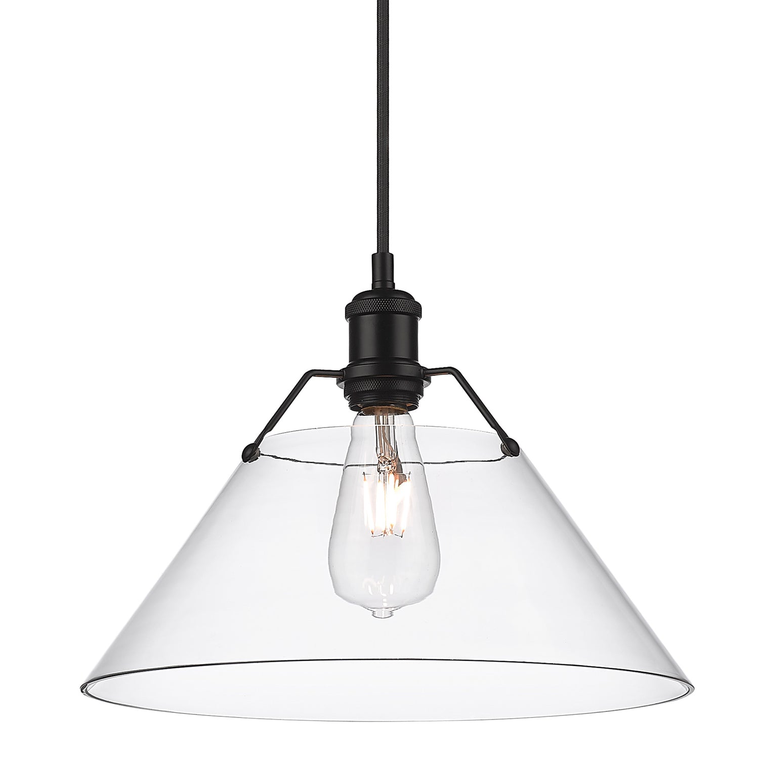 Orwell BLK Large Pendant in Matte Black with Clear Glass Shade