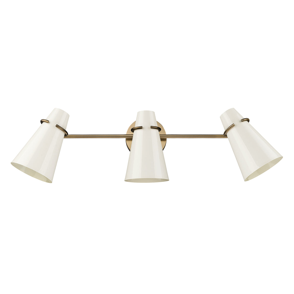 Reeva 3 Light Bath Vanity in Modern Brass with Glossy Ecru Shade