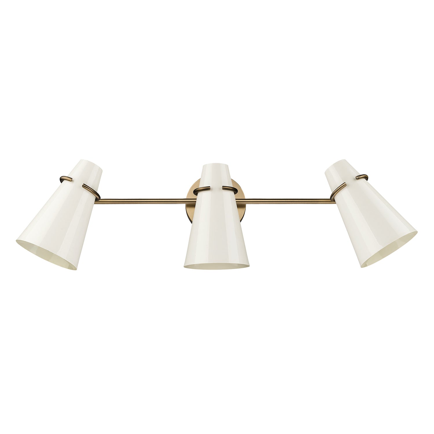 Reeva 3 Light Bath Vanity in Modern Brass with Glossy Ecru Shade