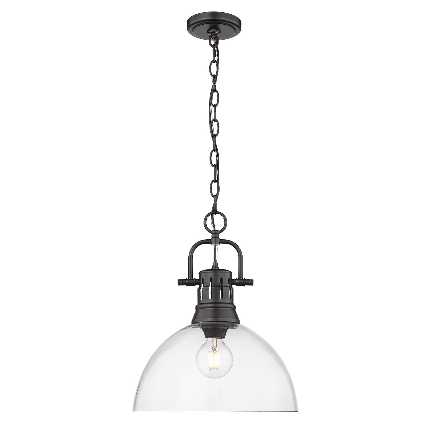Duncan BLK 1 Light Pendant in Matte Black with Clear Glass Shade