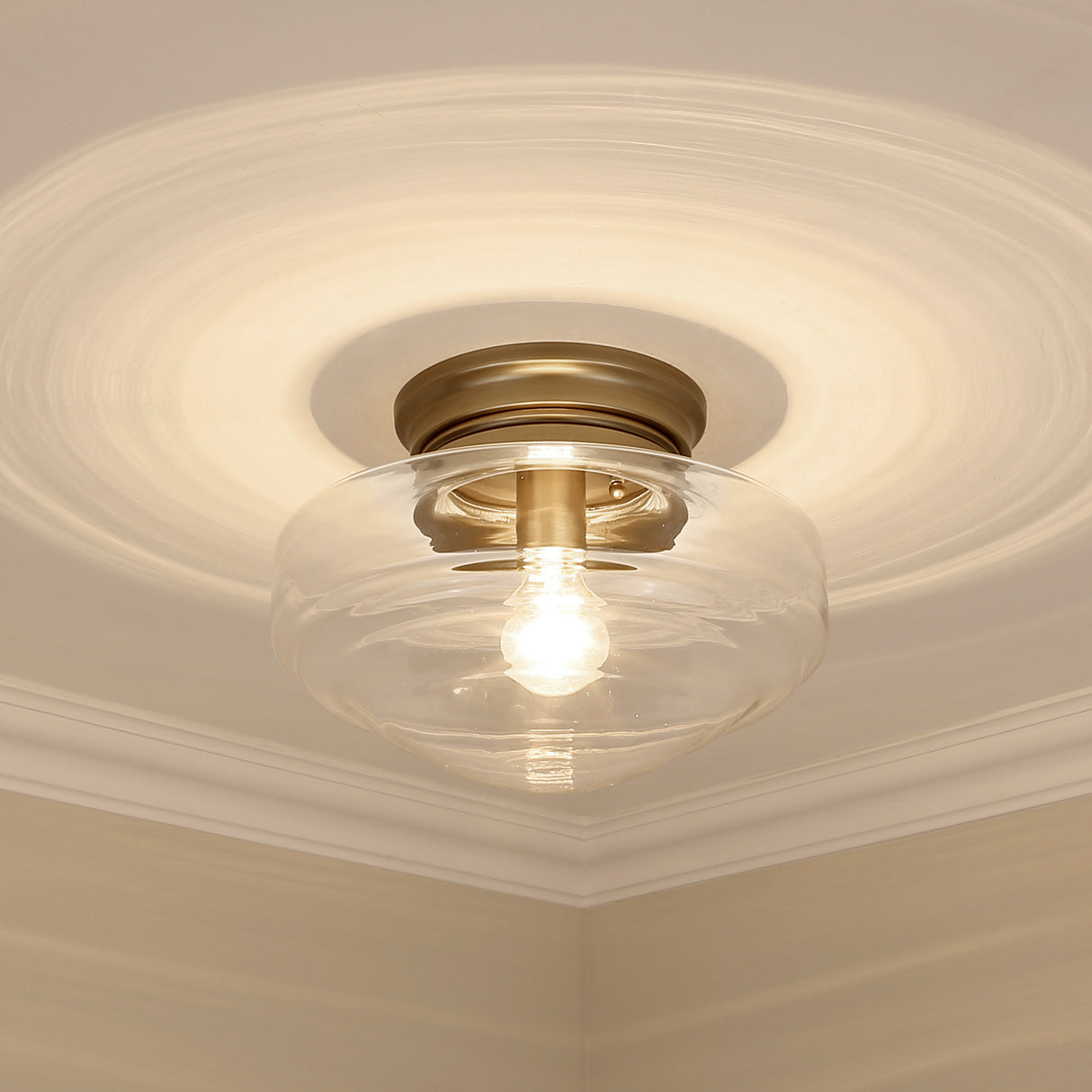 Ingalls Semi-Flush in Modern Brass and Clear Glass Shade