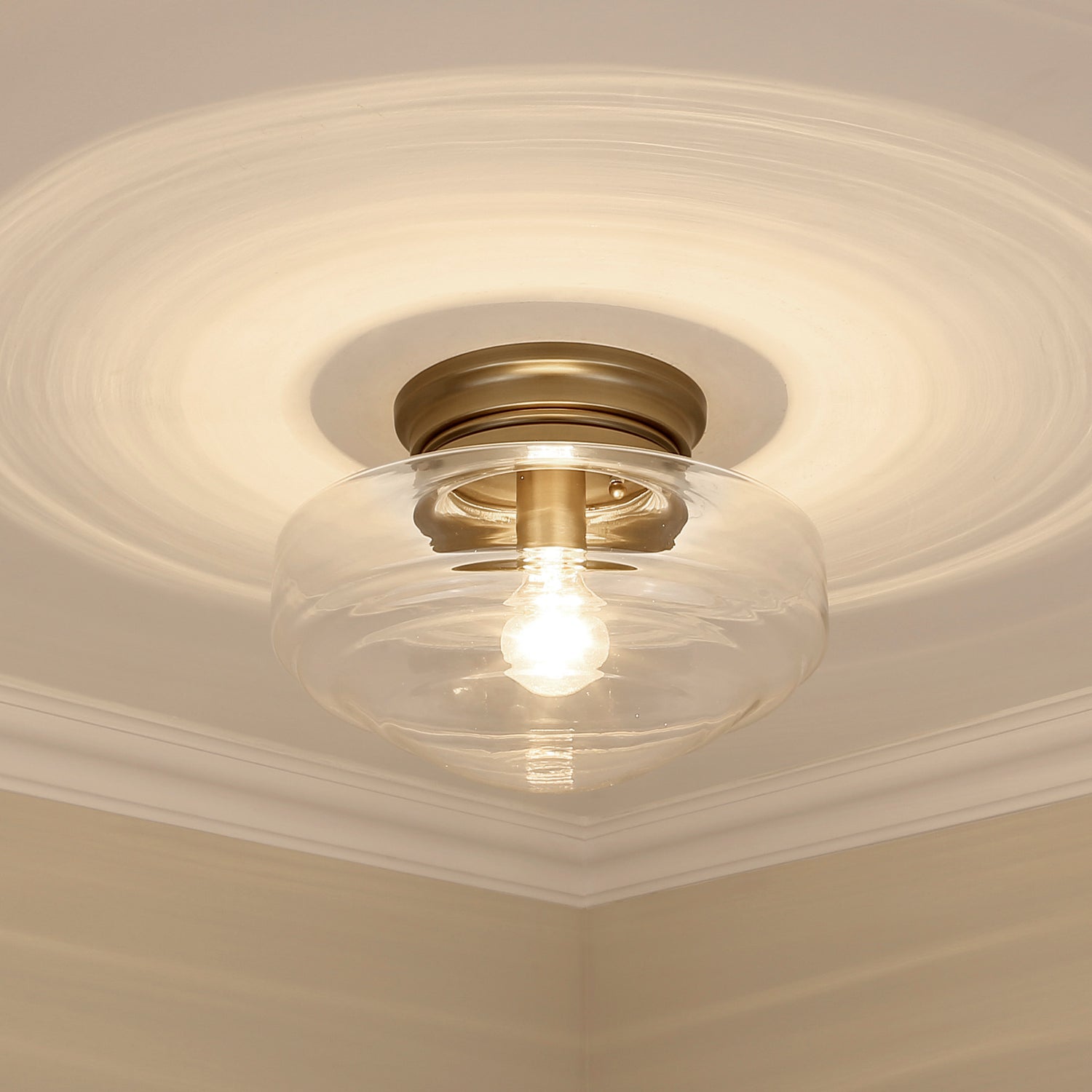 Ingalls Semi-Flush in Modern Brass and Clear Glass Shade