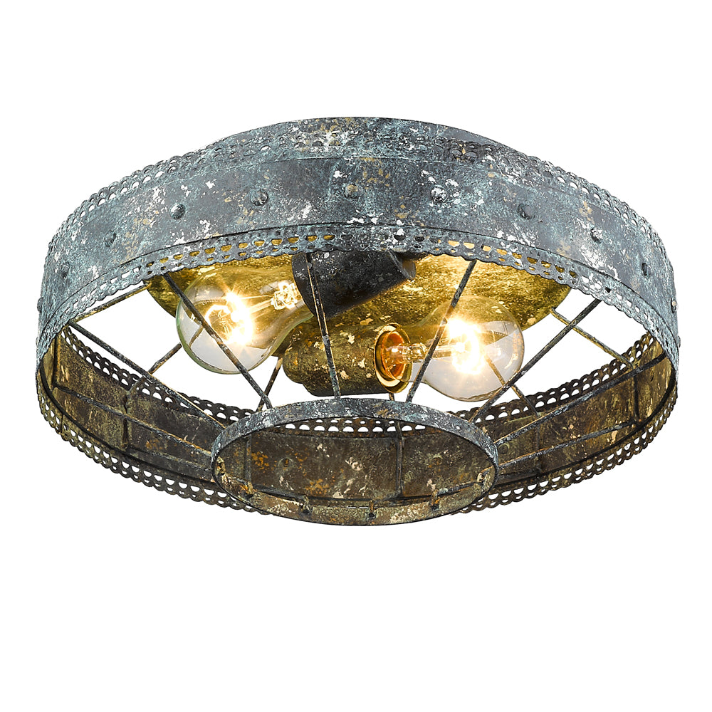 Ferris Flush Mount in Blue Verde Patina