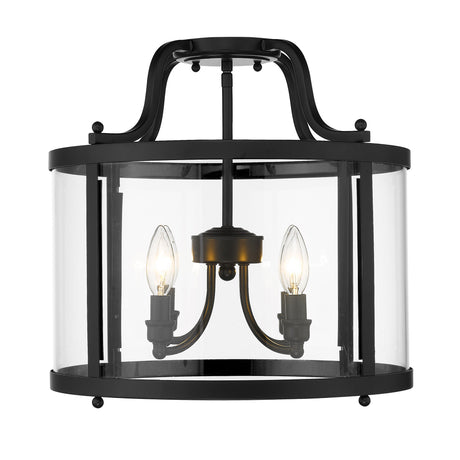 Payton Semi-Flush in Matte Black with Clear Glass