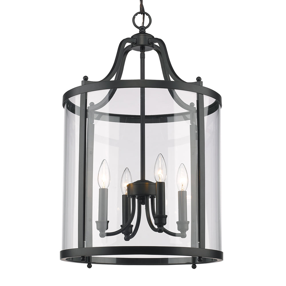 Payton 4-Light Pendant in Matte Black with Clear Glass