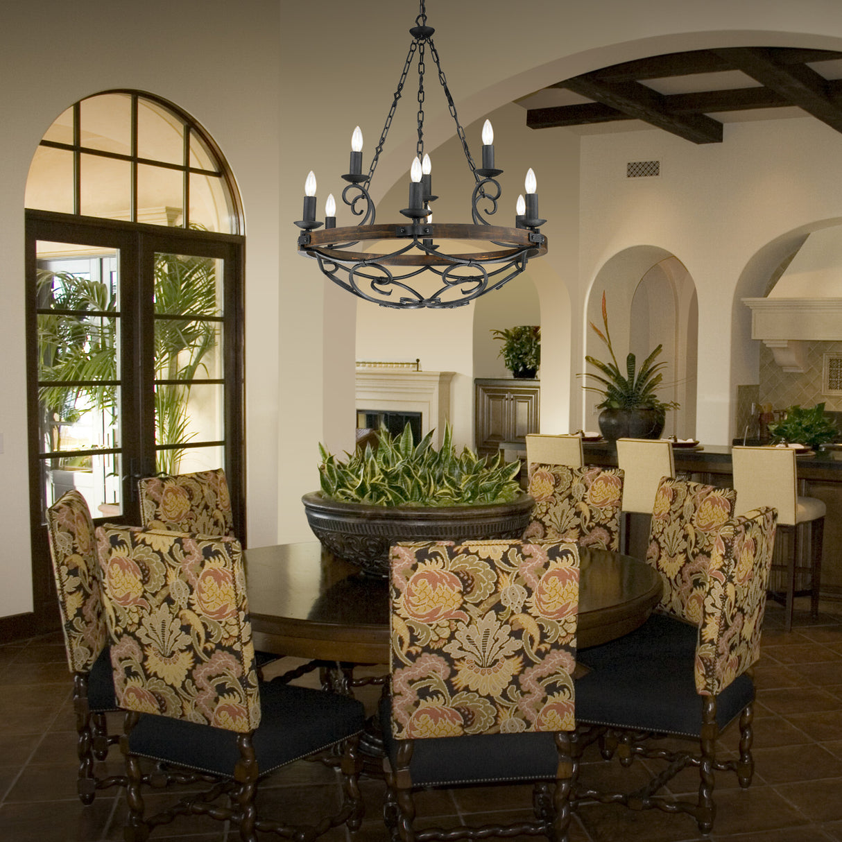 Madera 2 Tier - 9-Light Chandelier in Black Iron