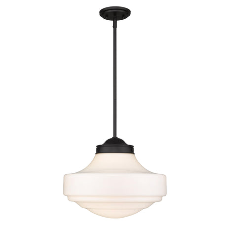 Ingalls Large Pendant in Matte Black with Vintage Milk Glass Shade